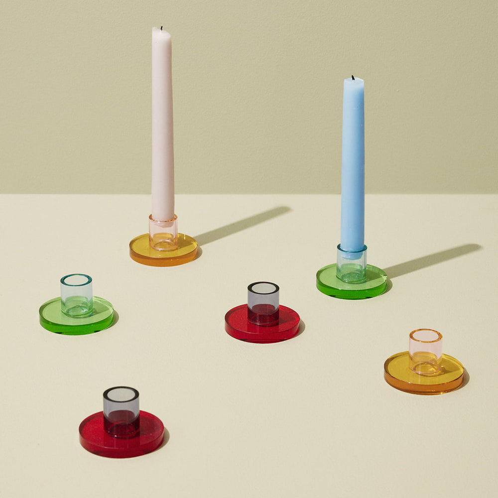 Bougeoir en verre bicolore DEBEAULIEU