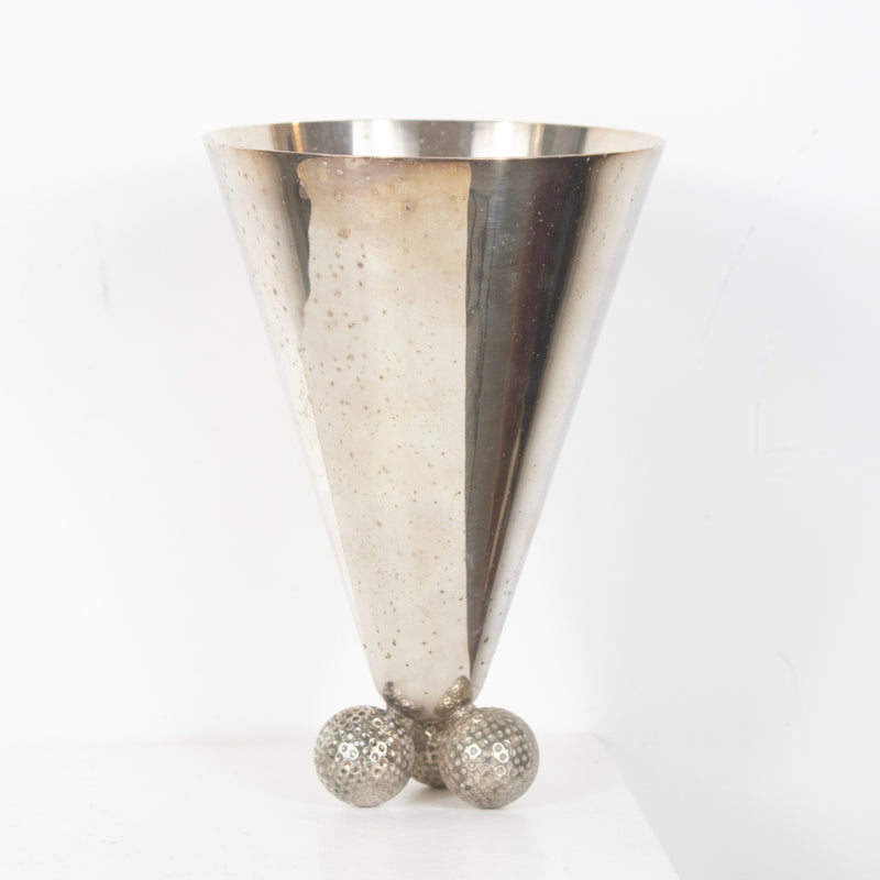 Vase Brutaliste Métal Argenté DEBEAULIEU