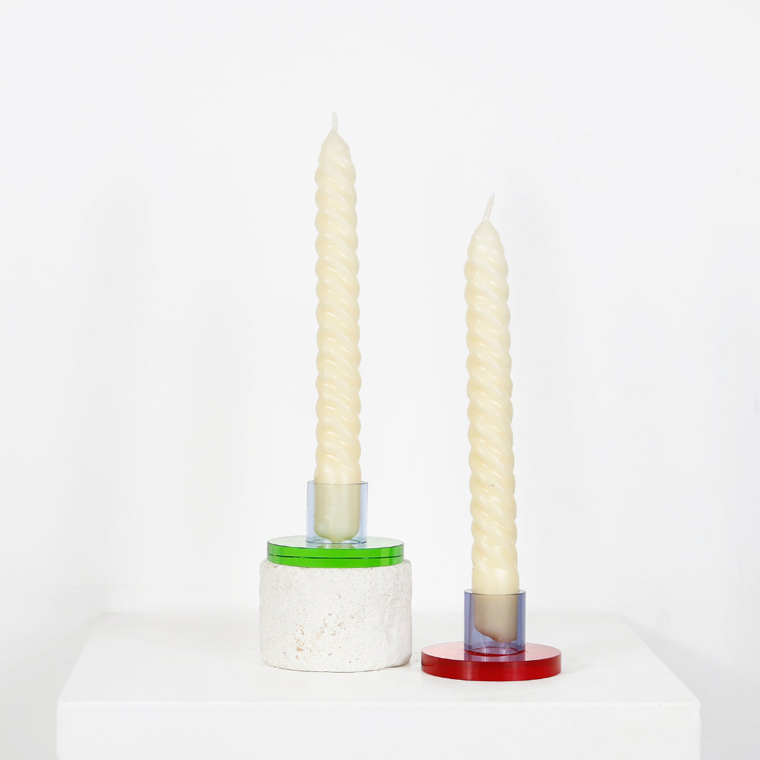 Bougeoir en verre bicolore DEBEAULIEU