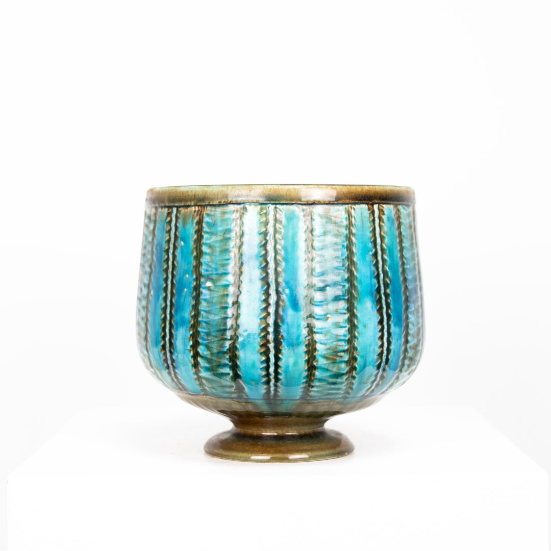 Cache pot bleu sur pied DEBEAULIEU