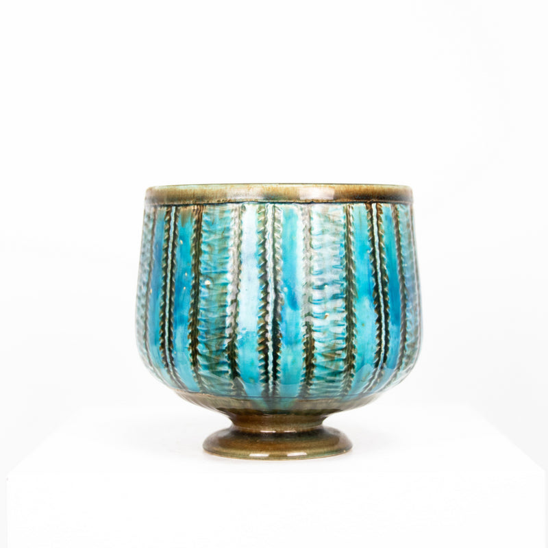 Cache pot bleu sur pied DEBEAULIEU