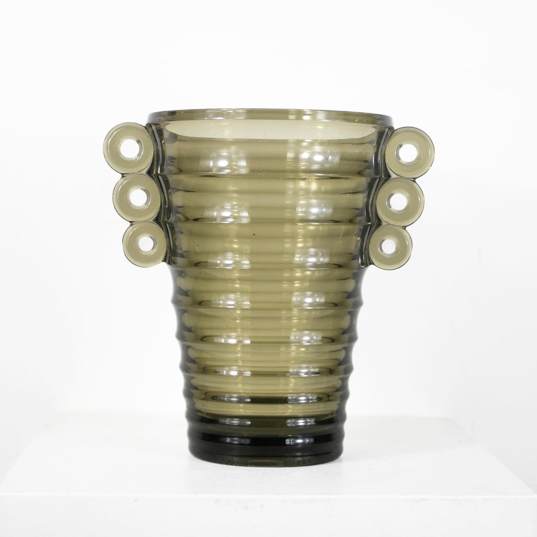 VASE ART DECO GRIS DEBEAULIEU
