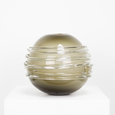 Vase verre soufflé gris boule DEBEAULIEU