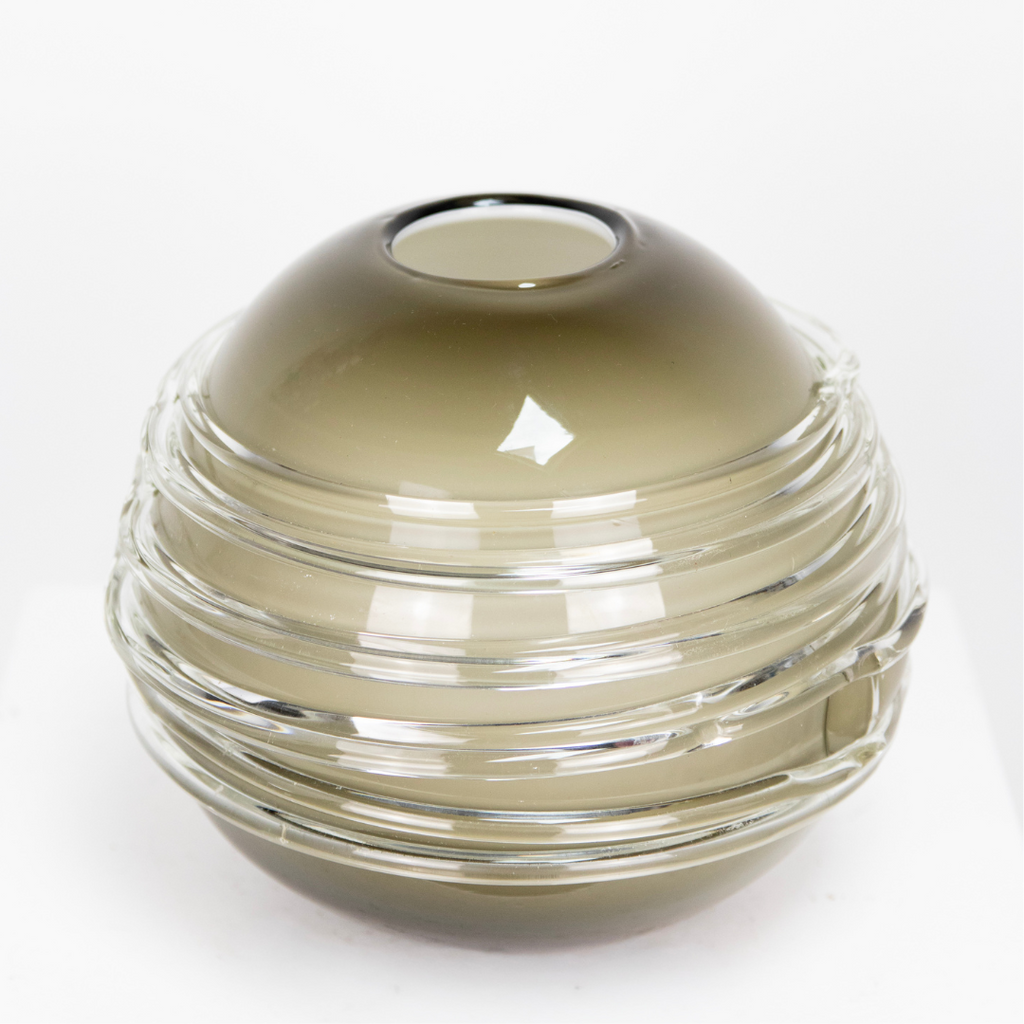 Vase verre soufflé gris boule DEBEAULIEU