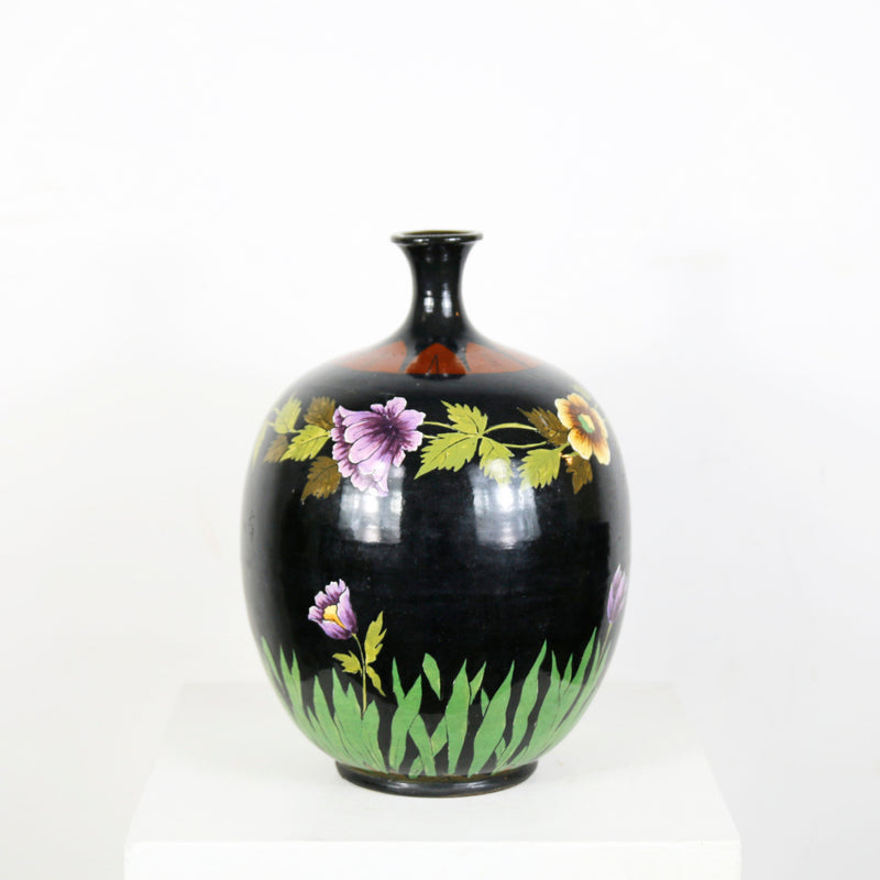 Vase décor floral japonisant