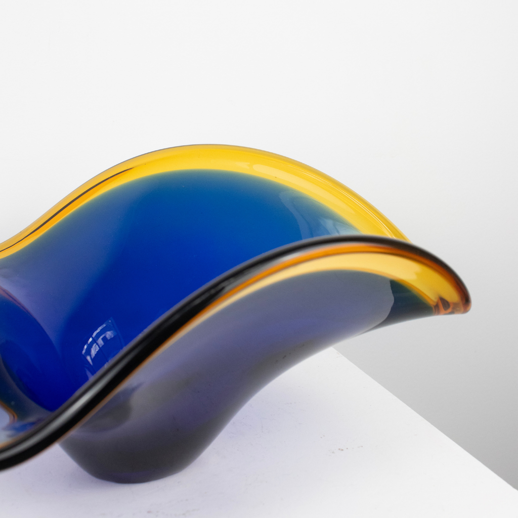 Coupe Murano bleu et orange DEBEAULIEU