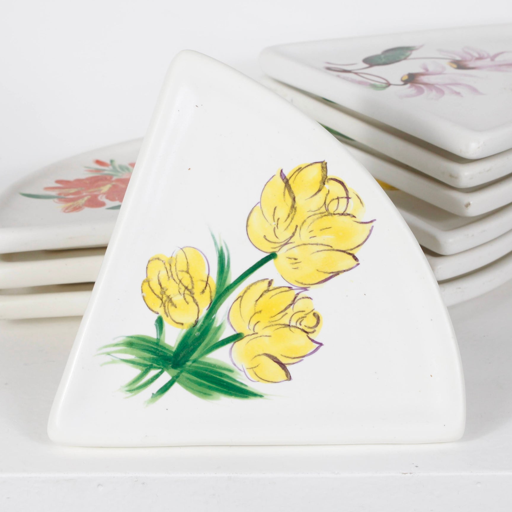 Assiettes à gâteaux décor floral DEBEAULIEU PARIS