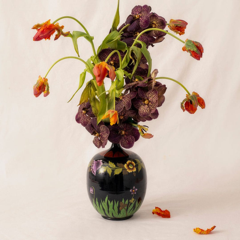 Vase décor floral japonisant