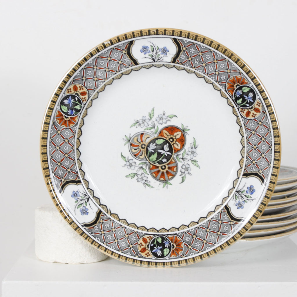 Assiettes Minton décor polychrome 1859 DEBEAULIEU PARIS