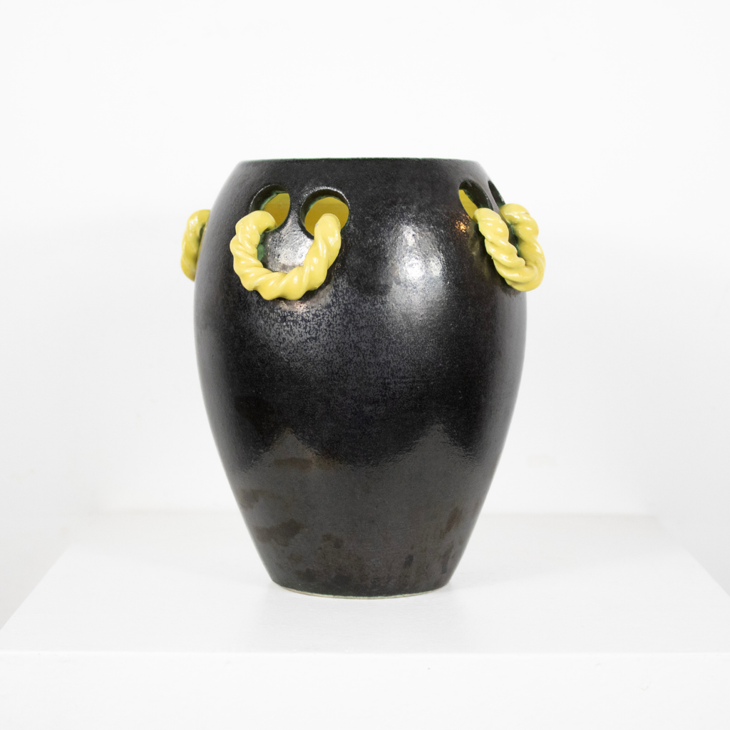 Vase aux rubans jaune DEBEAULIEU