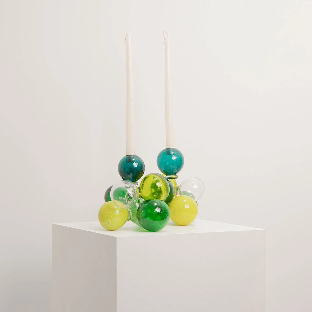 Bougeoir Sculptural en Verre Coloré DEBEAULIEU