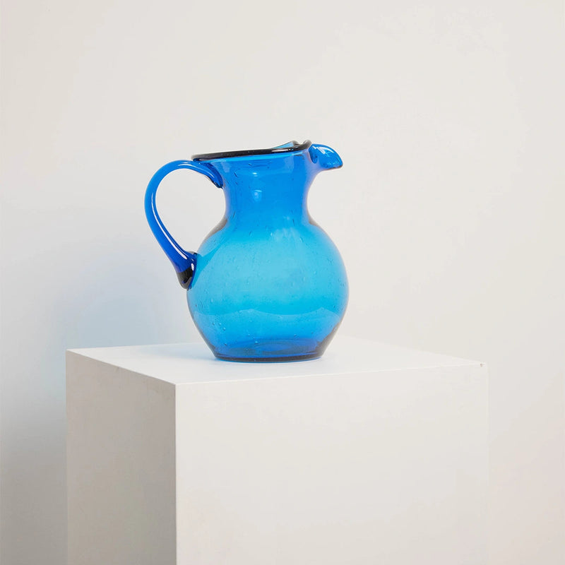 Pichet Artisanal en Verre Soufflé Bleu DEBEAULIEU