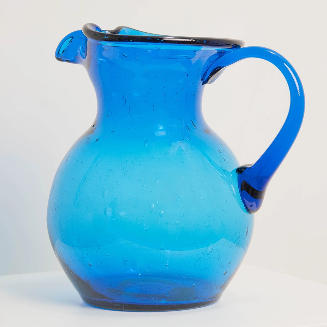 Pichet Artisanal en Verre Soufflé Bleu DEBEAULIEU