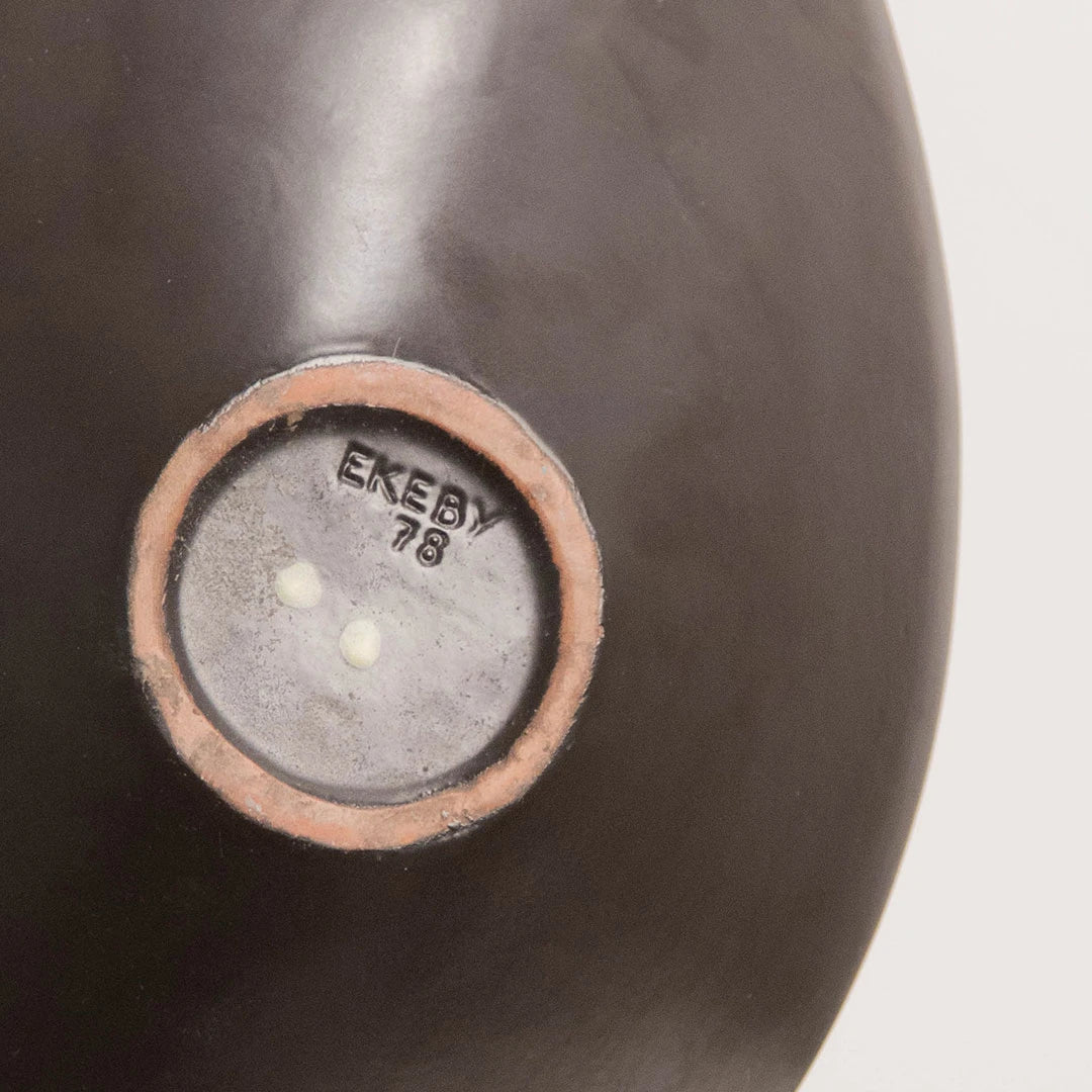 Coupe Ovale en Céramique Noire Signé EKEBY DEBEAULIEU
