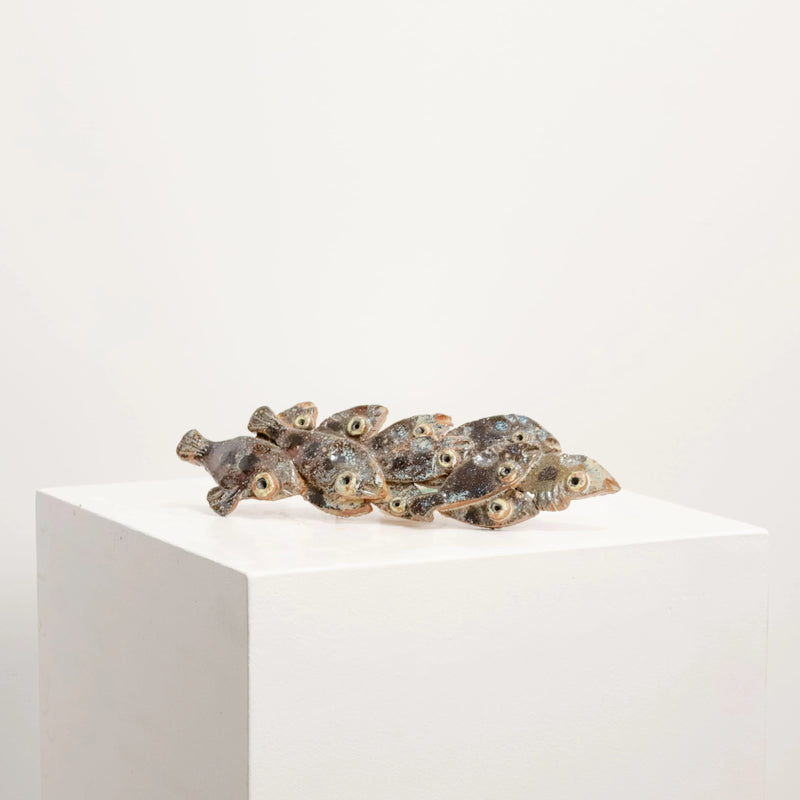 Sculpture Céramique Banc de Poissons DEBEAULIEU