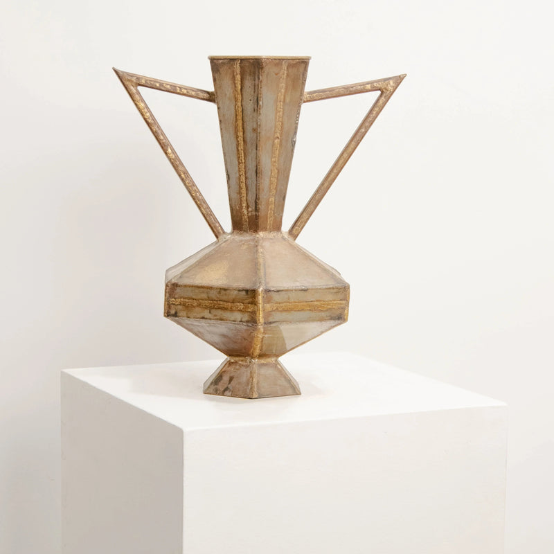 Vase Architectural en Métal Patiné DEBEAULIEU