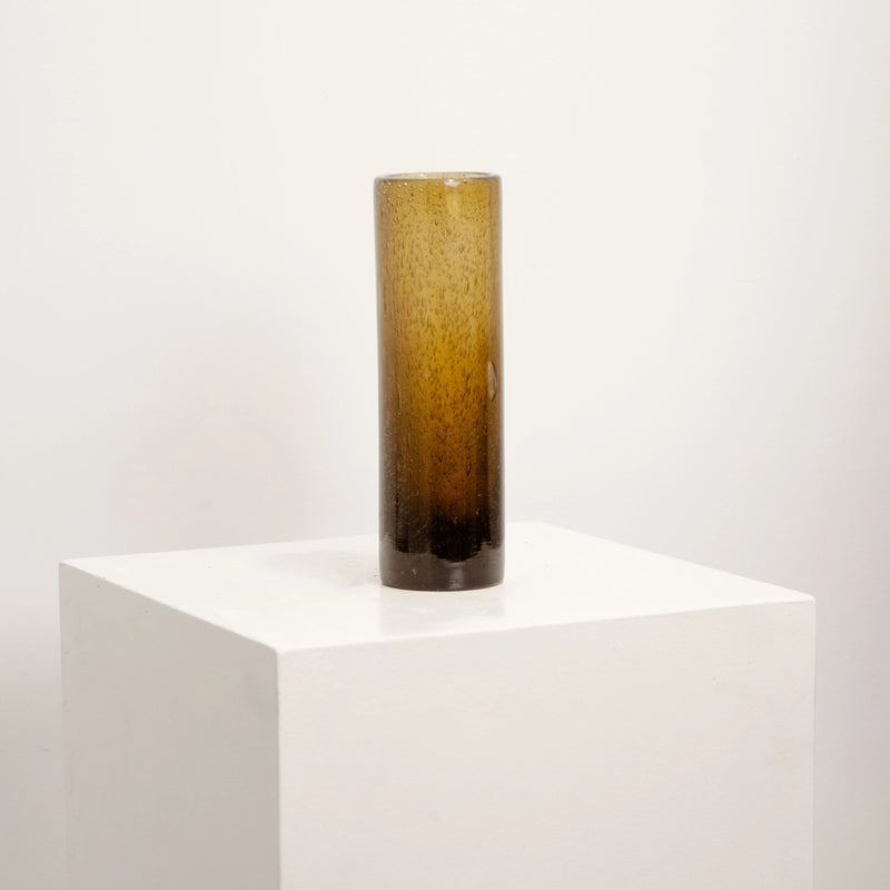 Vase Cylindre en Verre Bullé Ambré DEBEAULIEU