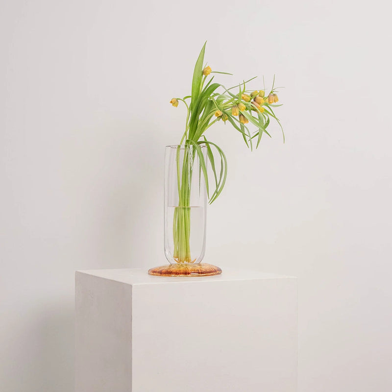 Vase cylindrique droit avec pied ambré L&S EDG