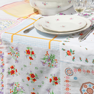 Nappe upcyclée patchwork floral coloré DEBEAULIEU PARIS