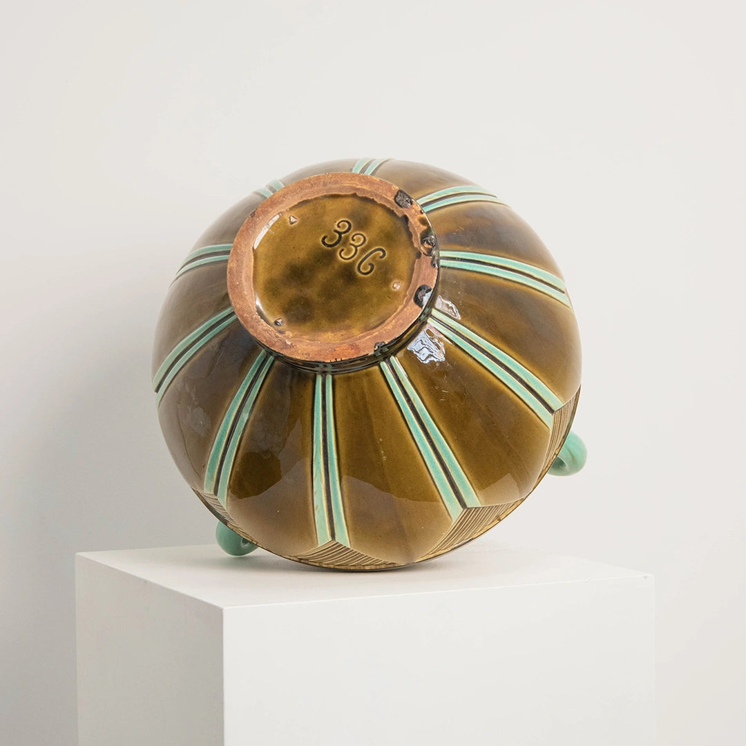 Cache-Pot en Céramique Émaillée à Motifs Géométriques DEBEAULIEU