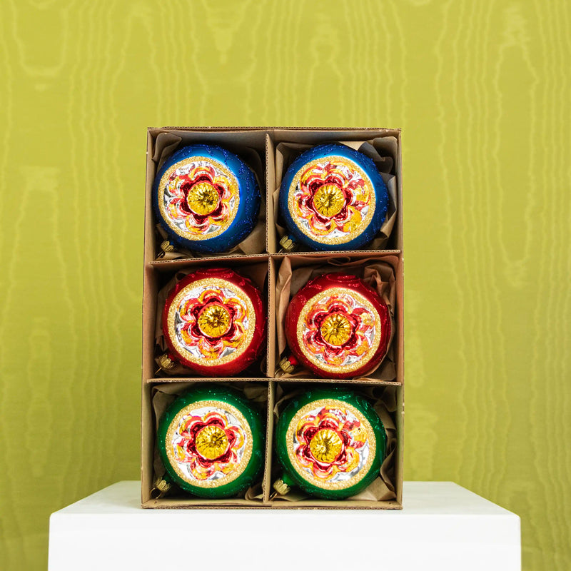 Ornement Reflector balls - rouge/vert/bleu Nostalgie