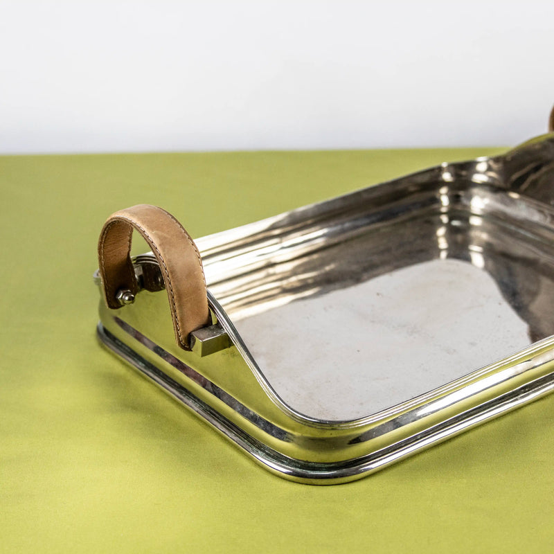 Plateau de Service en Métal et Cuir DEBEAULIEU