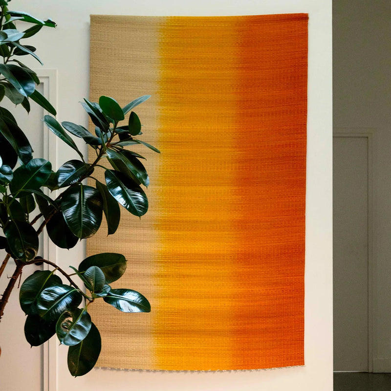 Grande Natte Tressée Jaune, Orange et Naturel SARANY SHOP