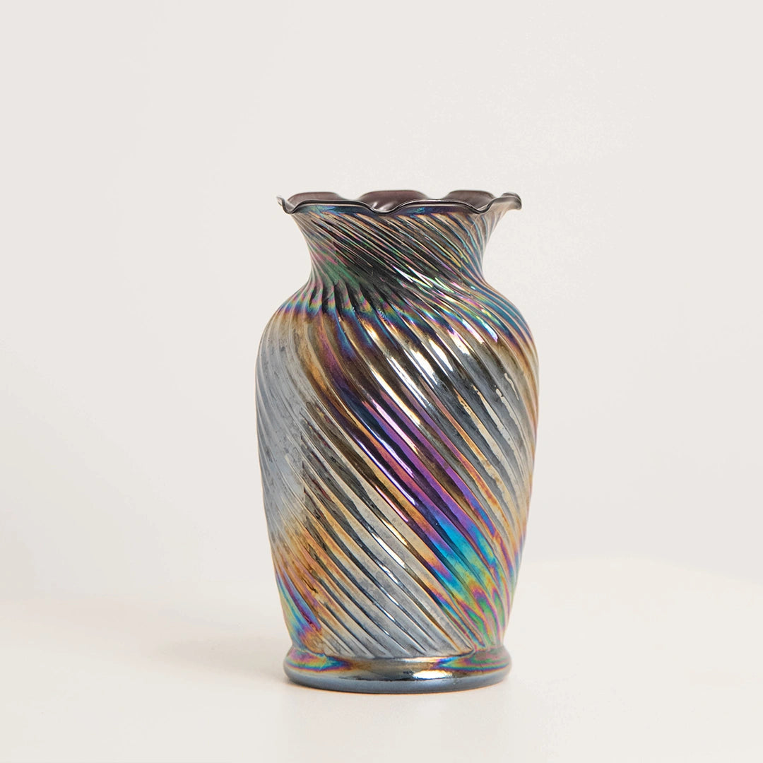 Petit Vase en Verre Irisé Torsadé DEBEAULIEU