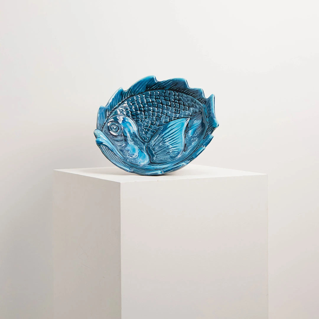 Plat en Céramique Poisson Bleu Vallauris DEBEAULIEU