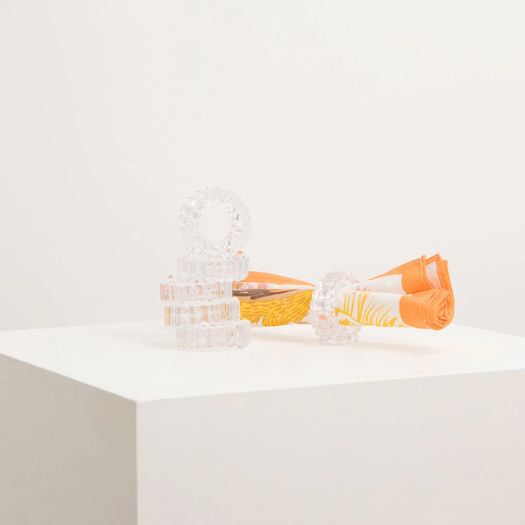 Ronds de Serviette en Verre Moulé Perlé DEBEAULIEU