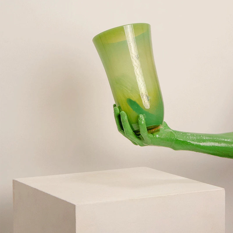 Vase Cornet en Opaline Verte Signé SCHNEIDER DEBEAULIEU