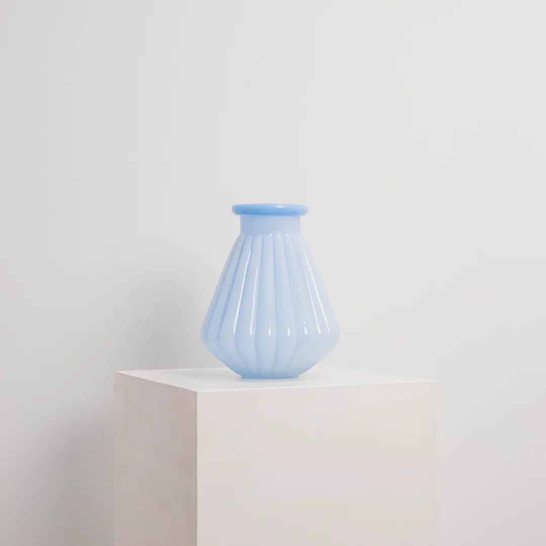 Vase en Verre Strié Bleu Clair L&S EDG