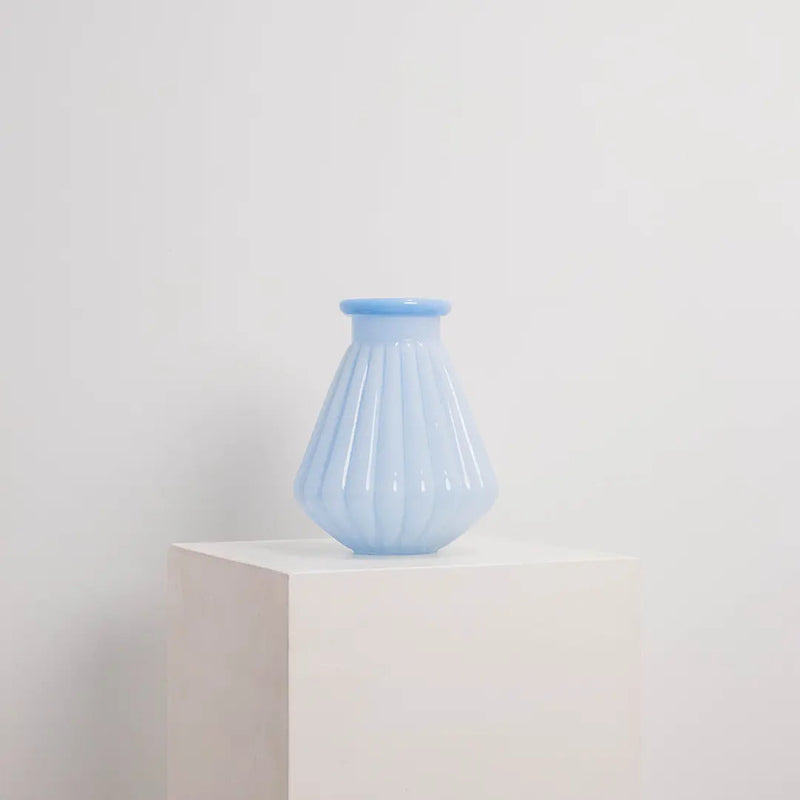 Vase en Verre Strié Bleu Clair L&S EDG