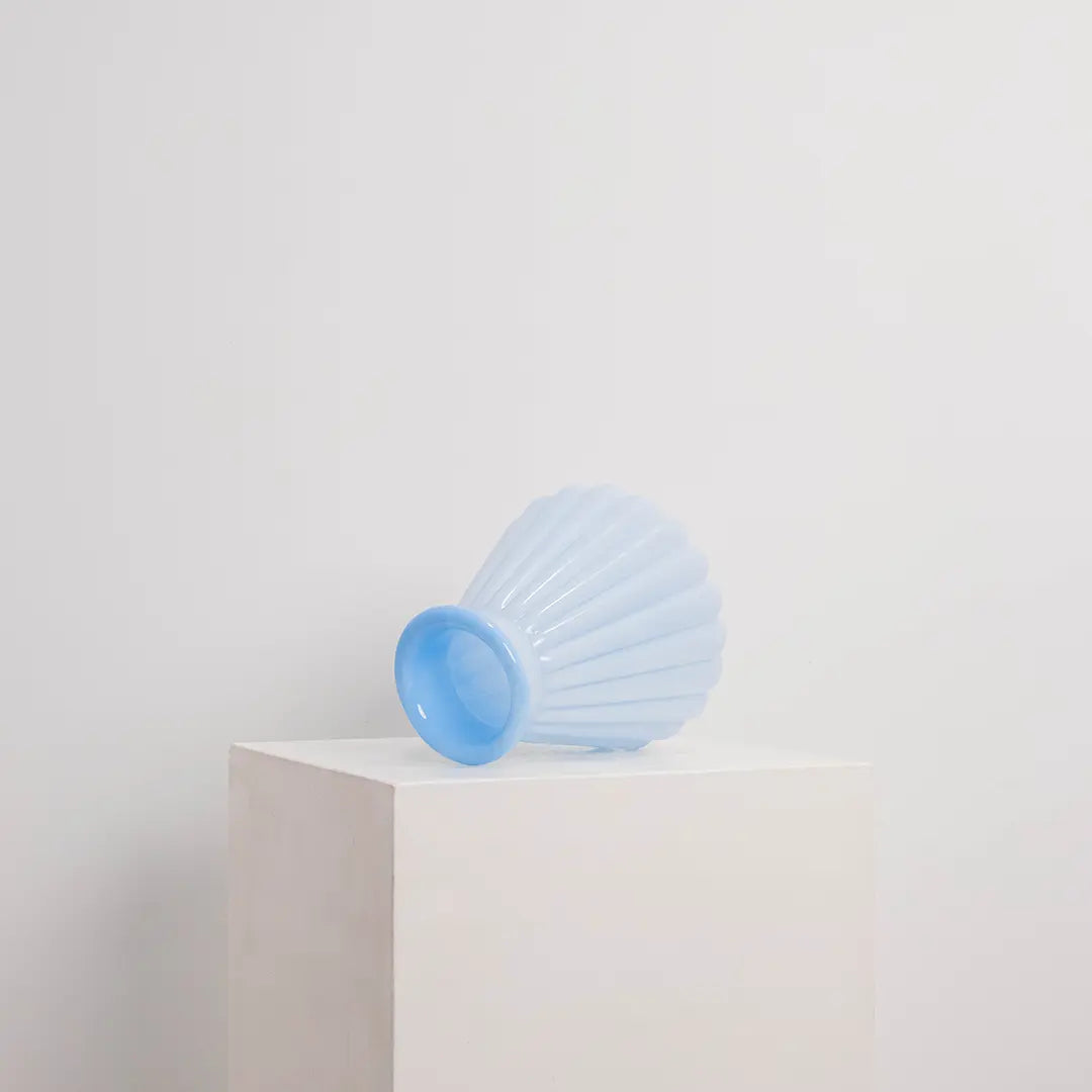 Vase en Verre Strié Bleu Clair L&S EDG