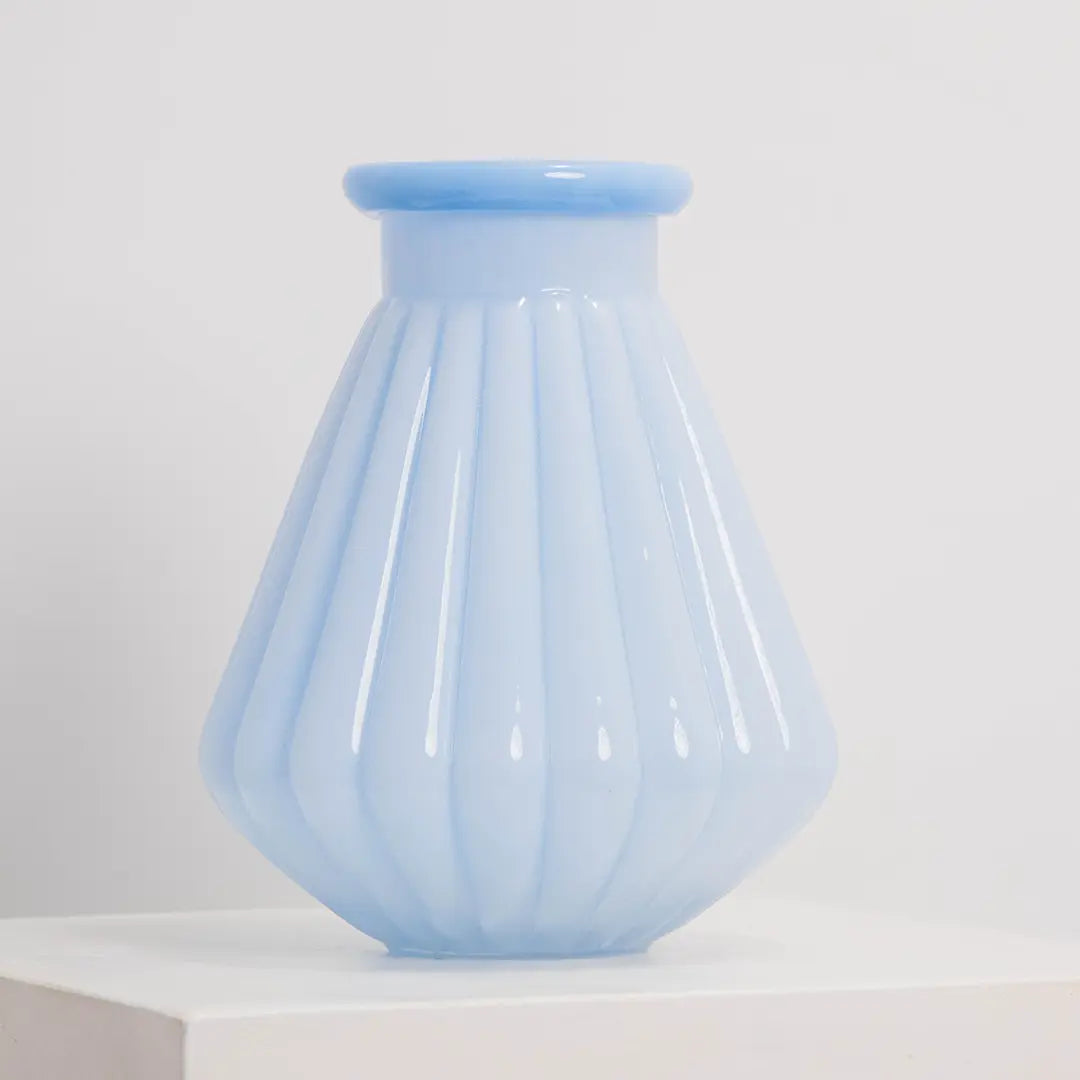 Vase en Verre Strié Bleu Clair L&S EDG