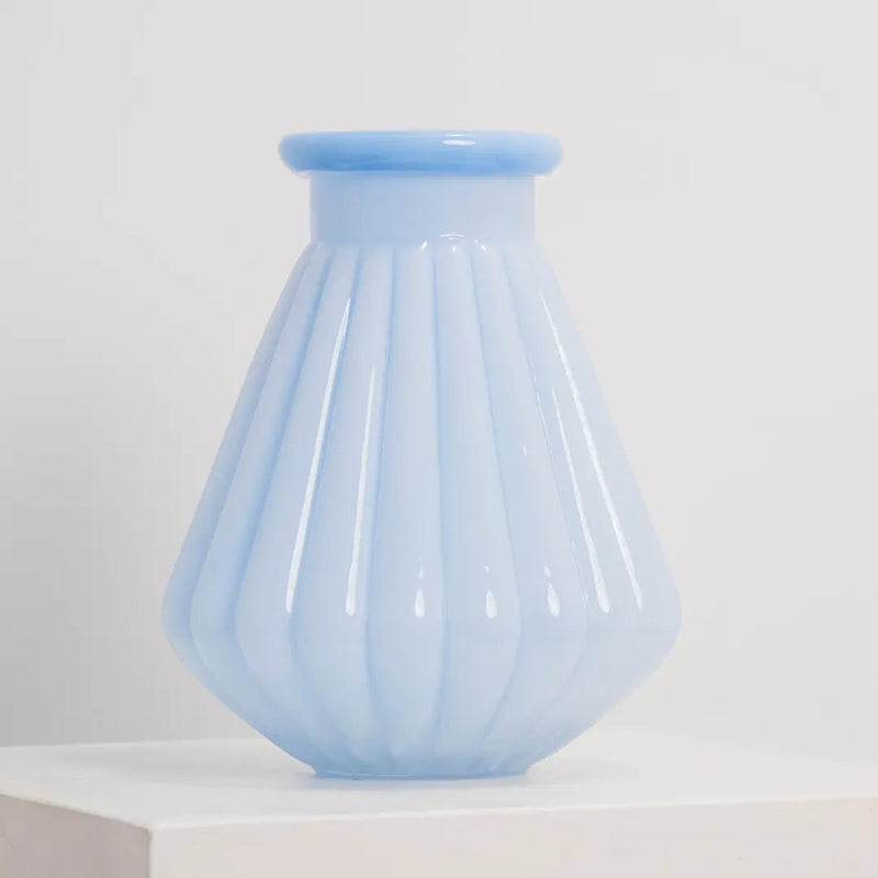 Vase en Verre Strié Bleu Clair L&S EDG