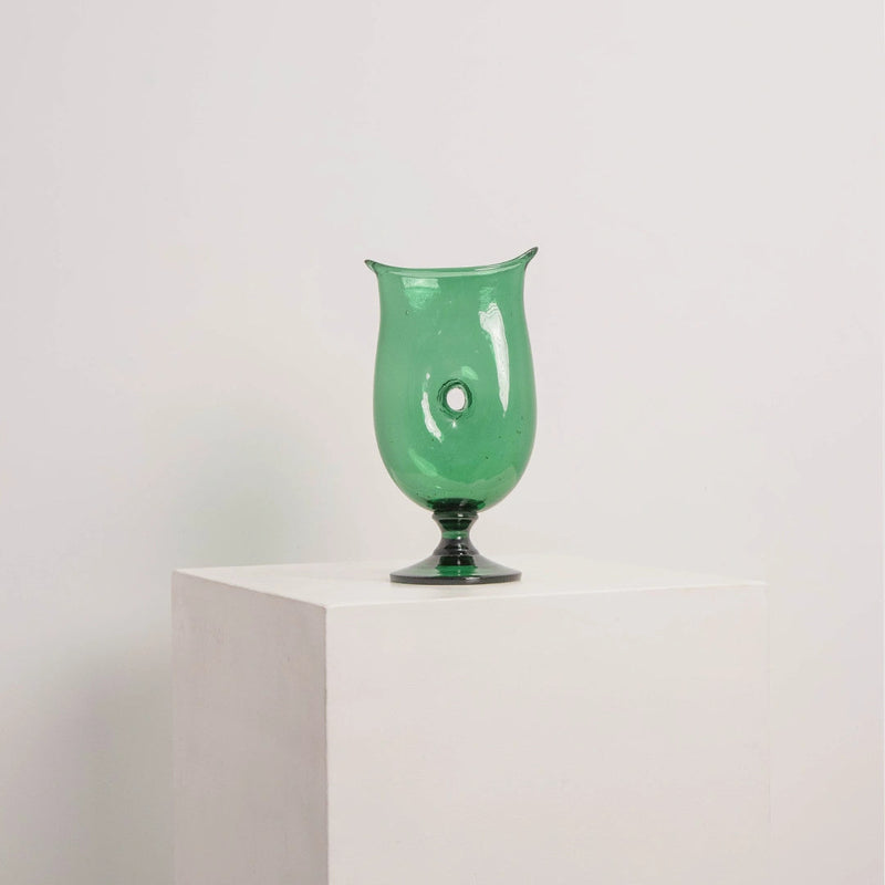 Vase Calice en Verre Émeraude DEBEAULIEU