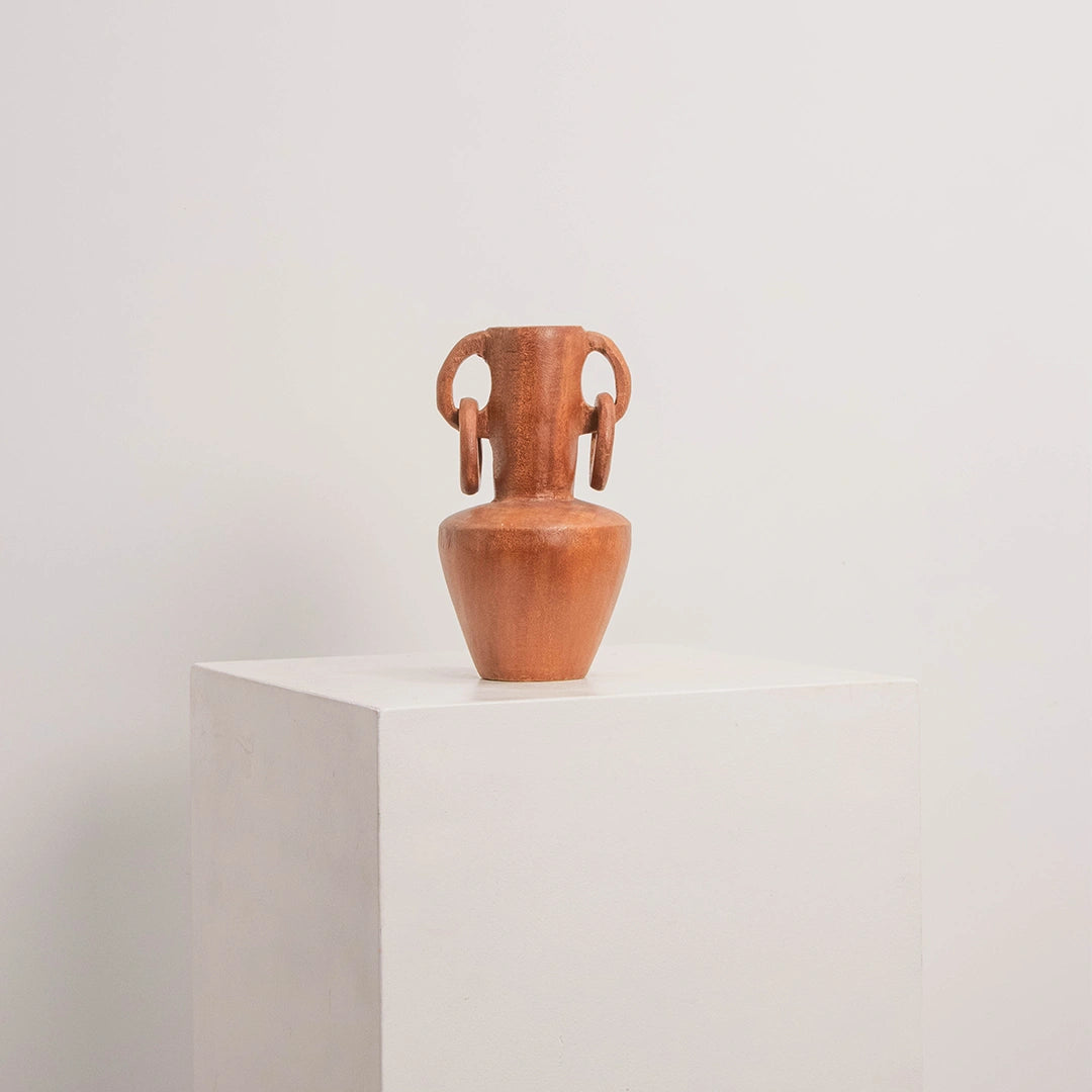 Soliflore Sculptural en Bois aux Anneaux DEBEAULIEU