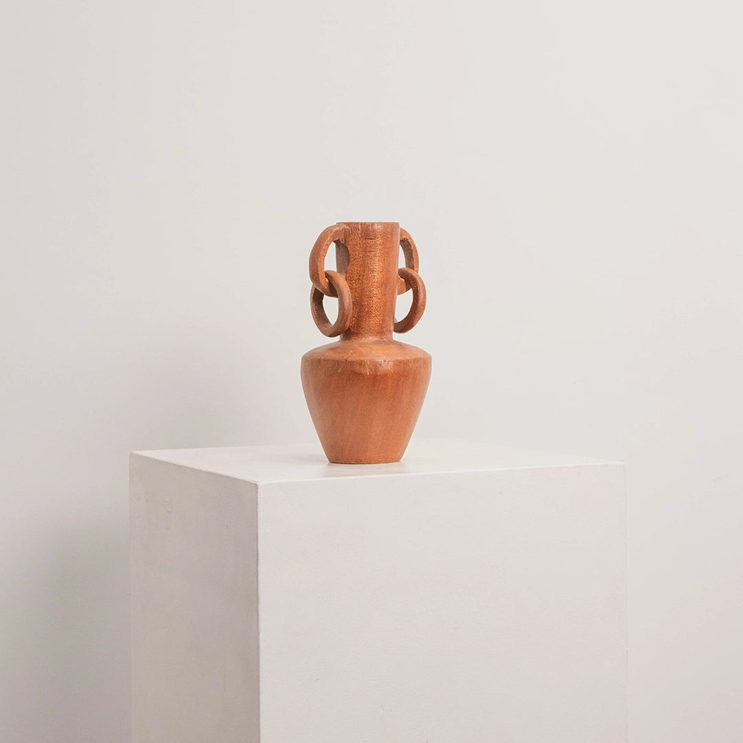 Soliflore Sculptural en Bois aux Anneaux DEBEAULIEU