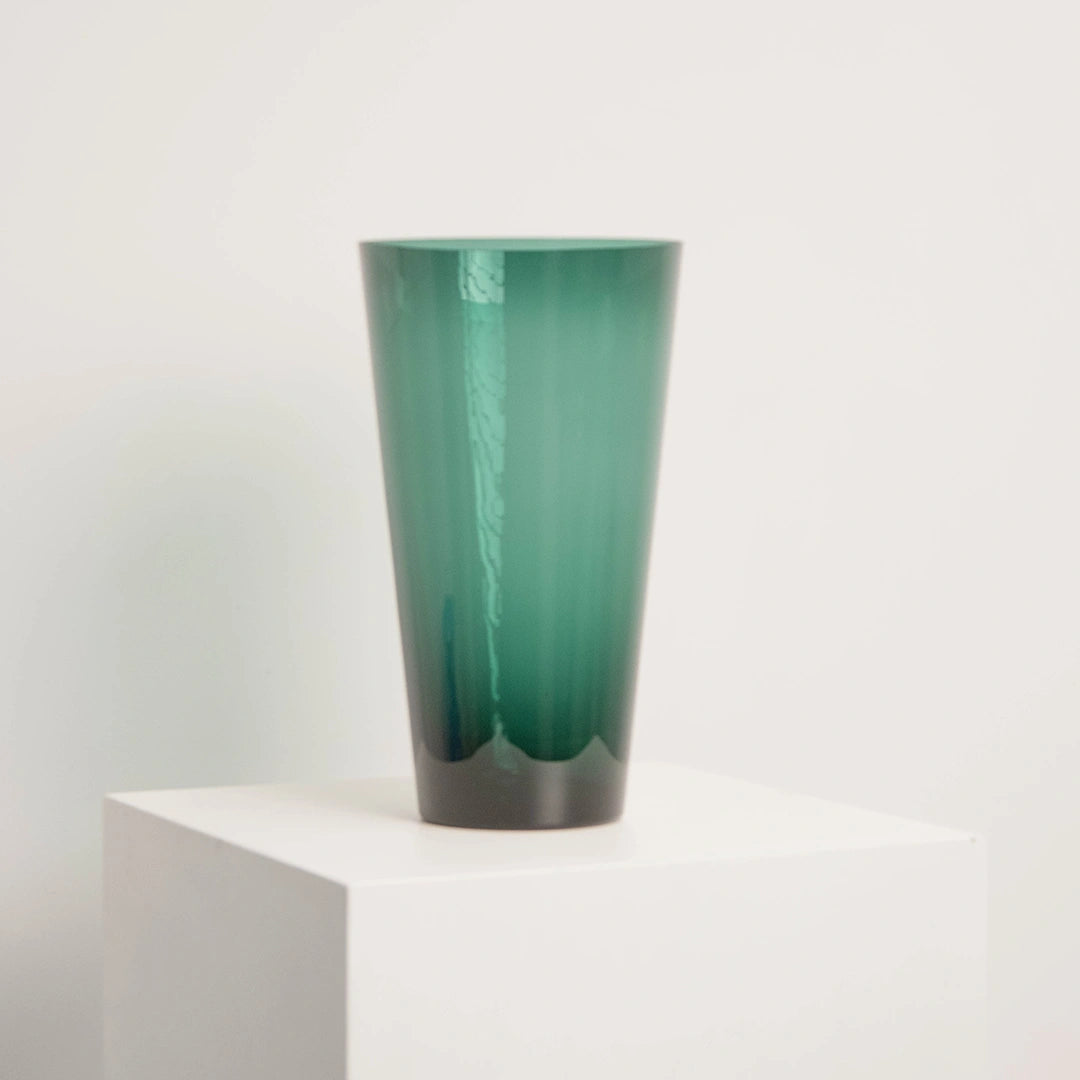 Vase Évasé en Verre Vert Canard DEBEAULIEU