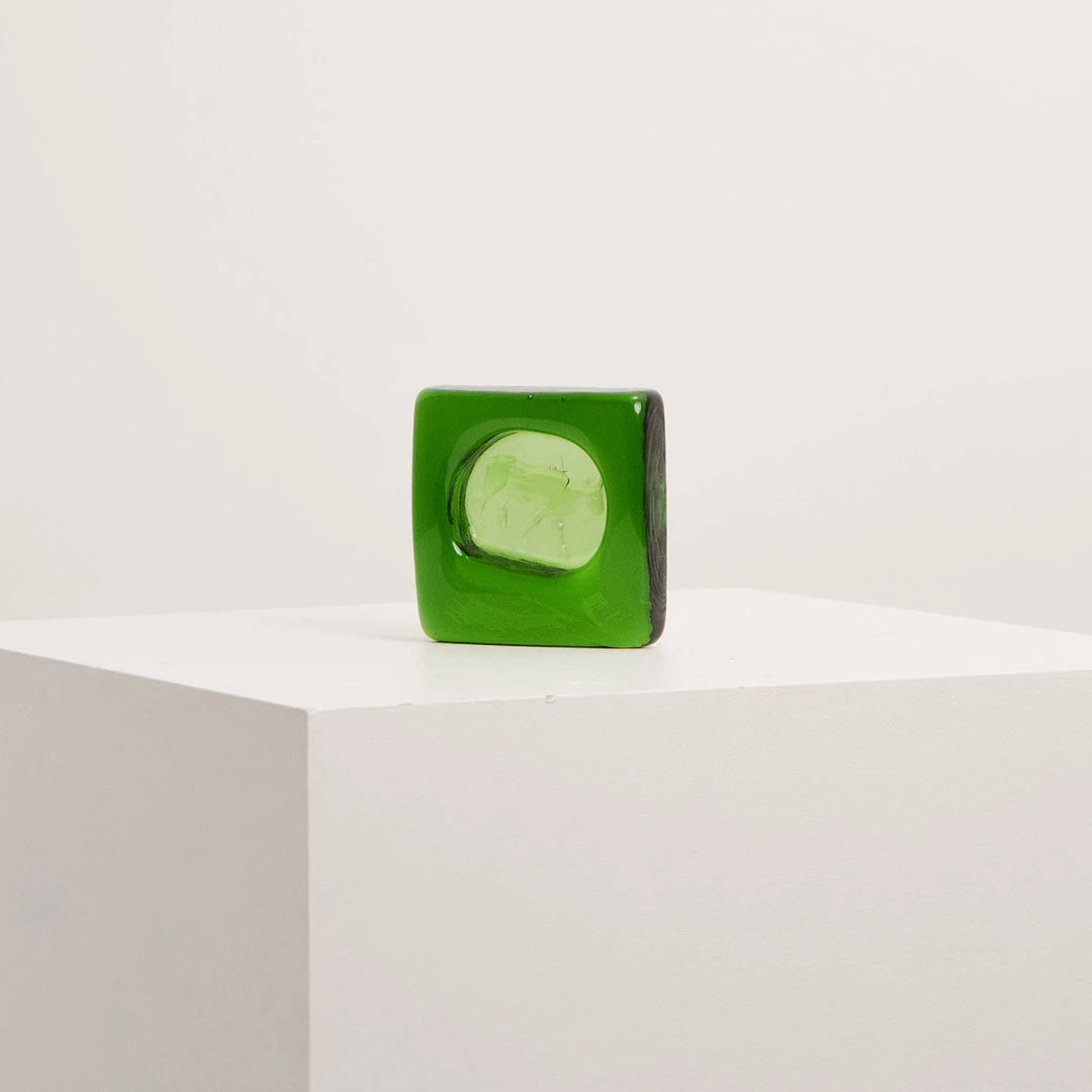 Vide-Poche Carré en Verre Massif Vert Émeraude DEBEAULIEU