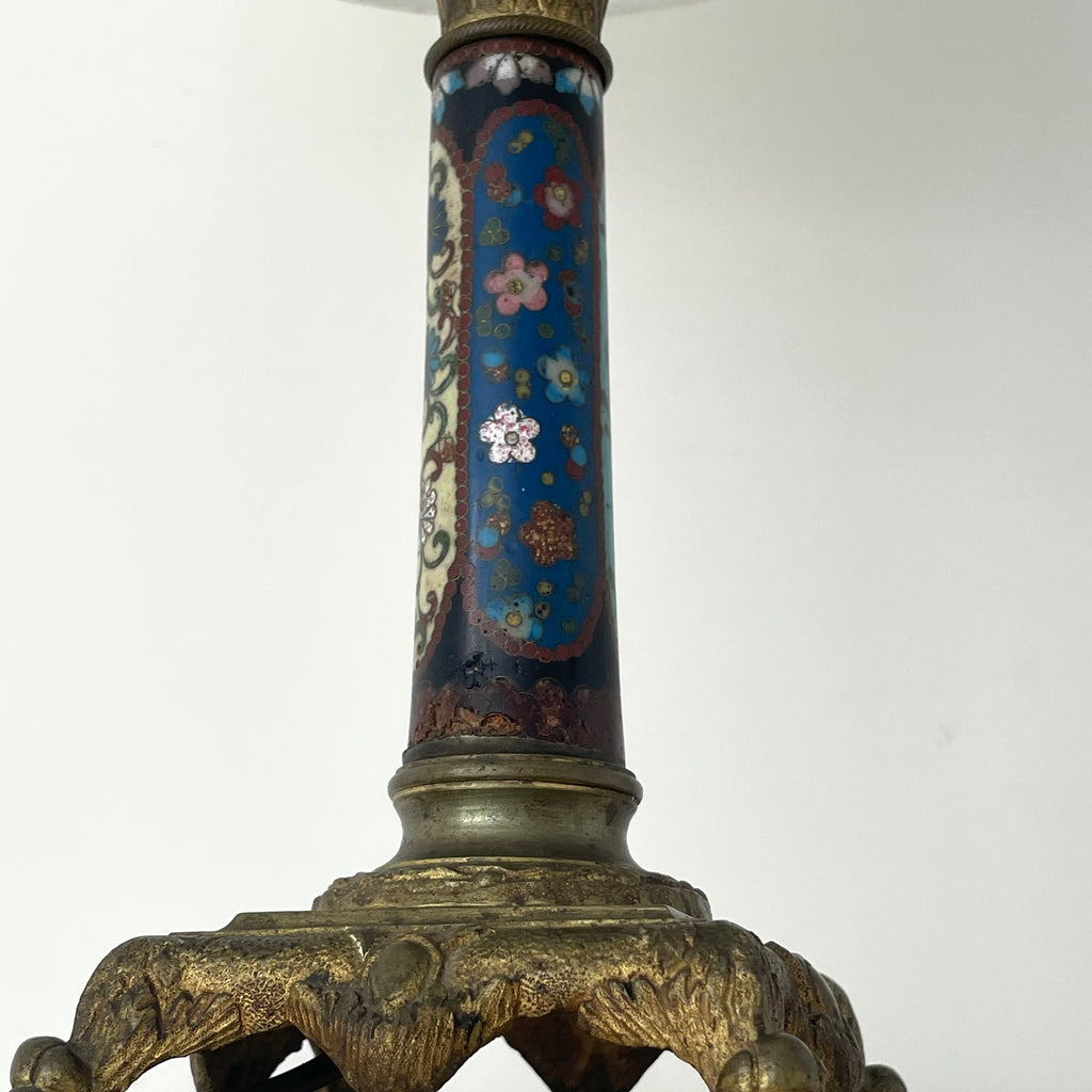 Lampe XIXème décor fleuri DEBEAULIEU PARIS